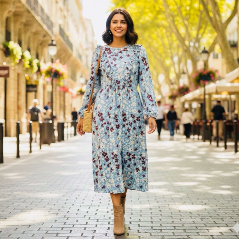 Zara Blue Floral Dress